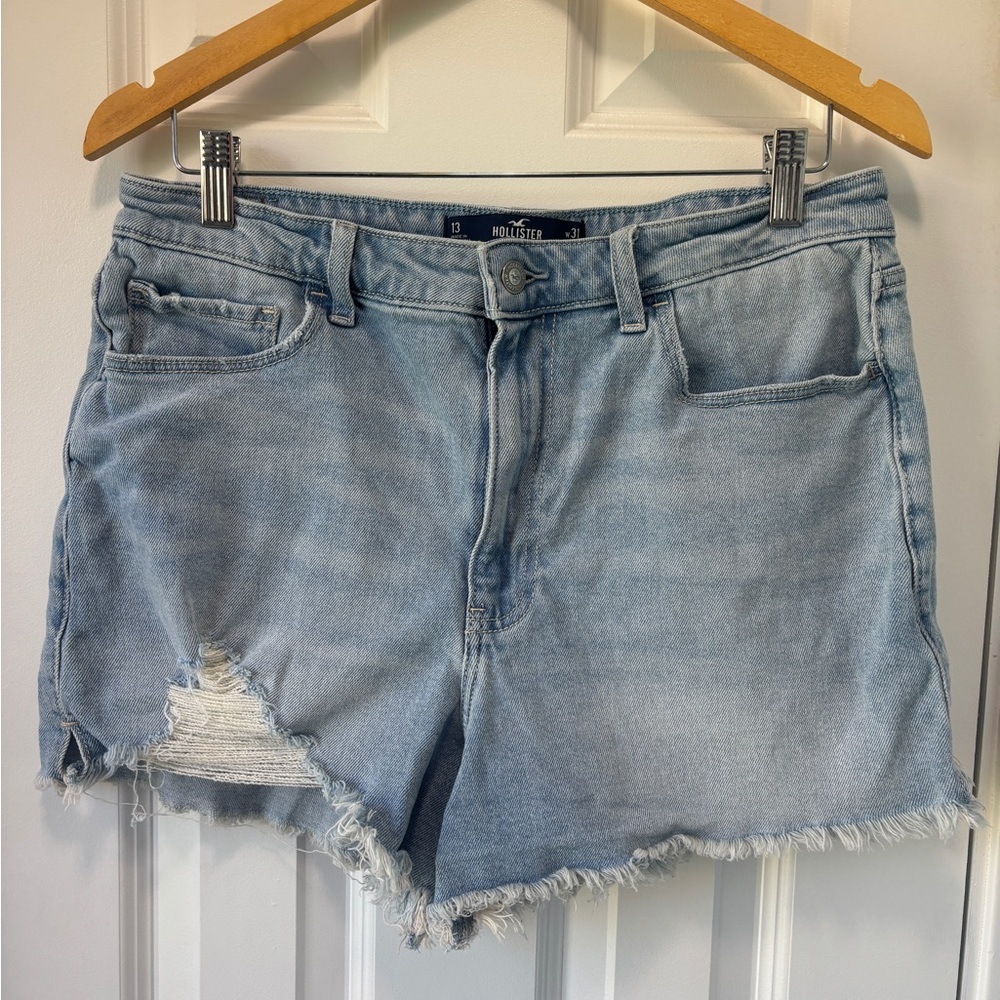 Hollister Junior's High Rise‎ Ripped Jean Shorts Size 13
